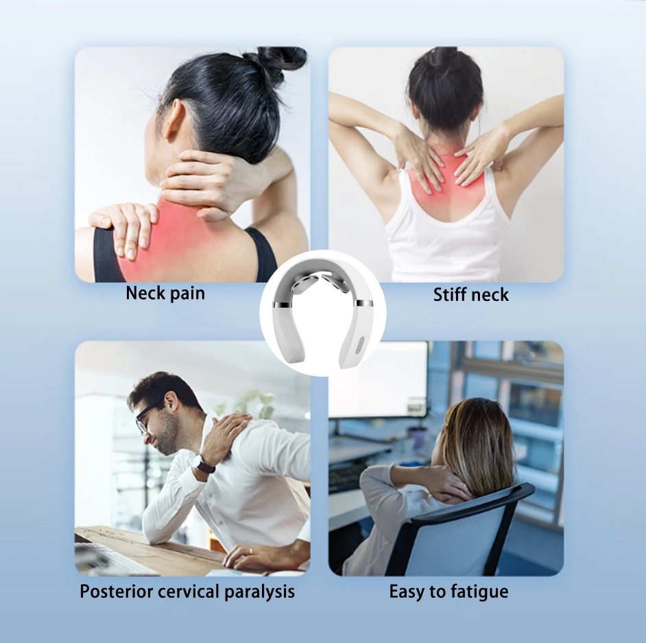 Portable neck massager with heat and vibration
