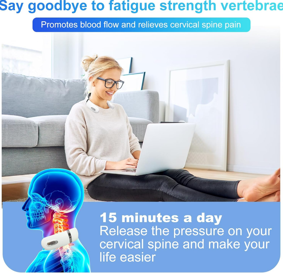 Portable neck massager with heat and vibration