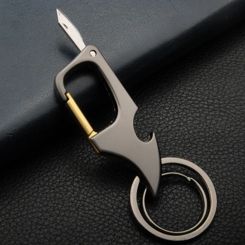 Multifunctional Keychain for Men – Carabiner, Knife & Bottle Opener