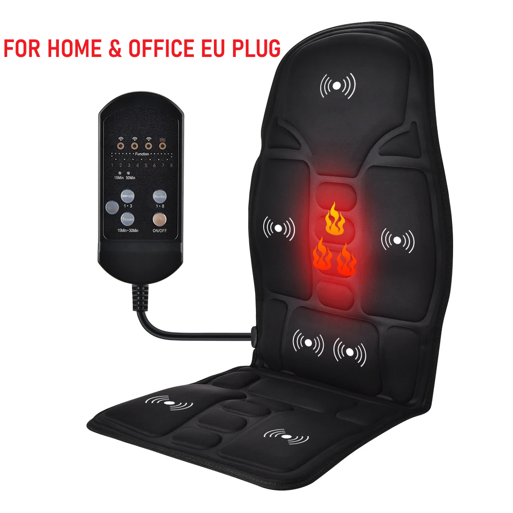 Full-Body Electric Massage Cushion with Heat – Vibrating Mat for Home, Office & Car
