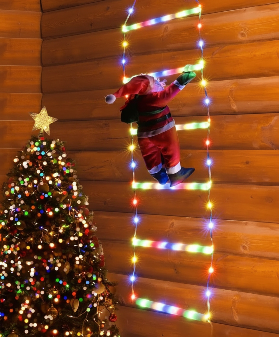 LED Santa Claus Climbing Ladder Light
