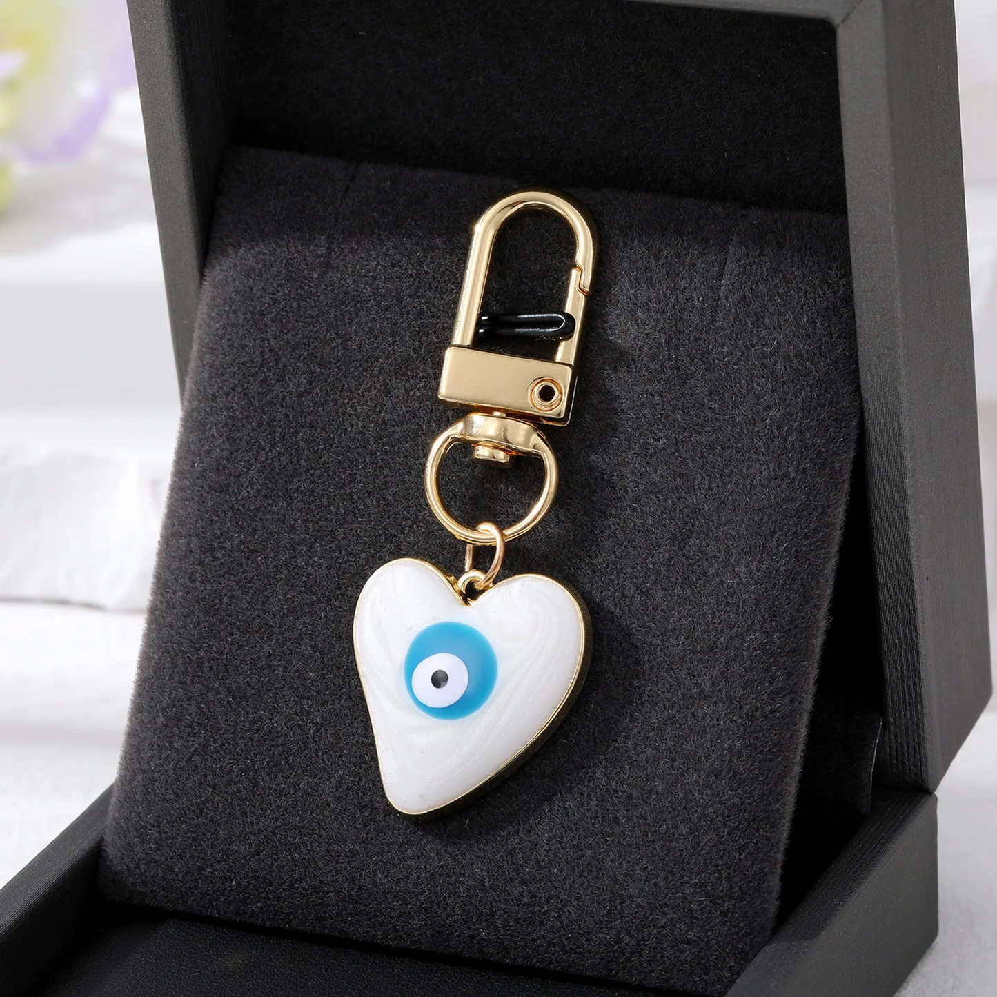Evil Eye Heart Keychain