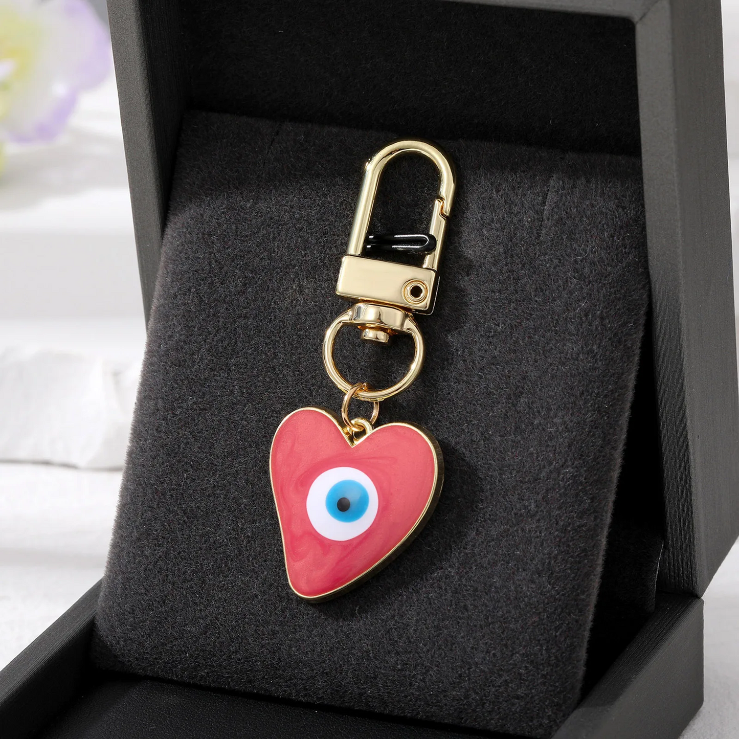 Evil Eye Heart Keychain