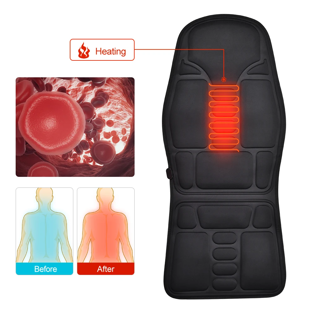 Full-Body Electric Massage Cushion with Heat – Vibrating Mat for Home, Office & Car
