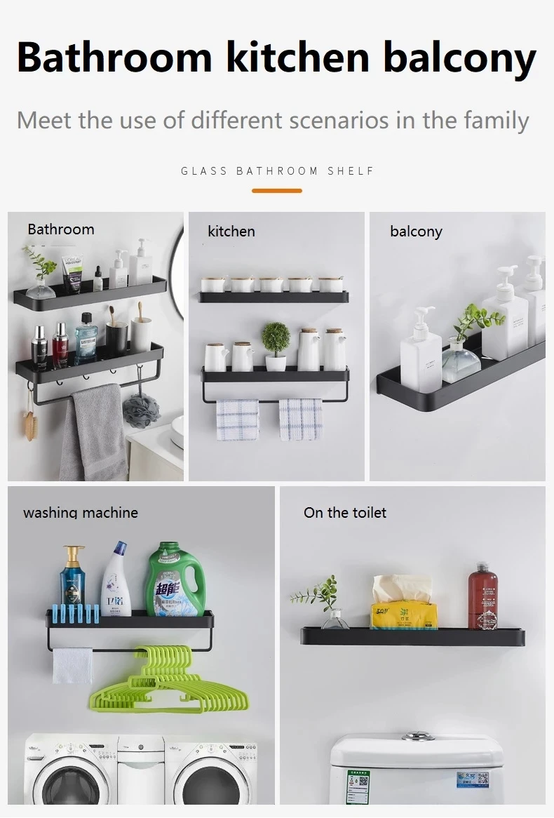 Black Nordic Style Shelf For Washroom