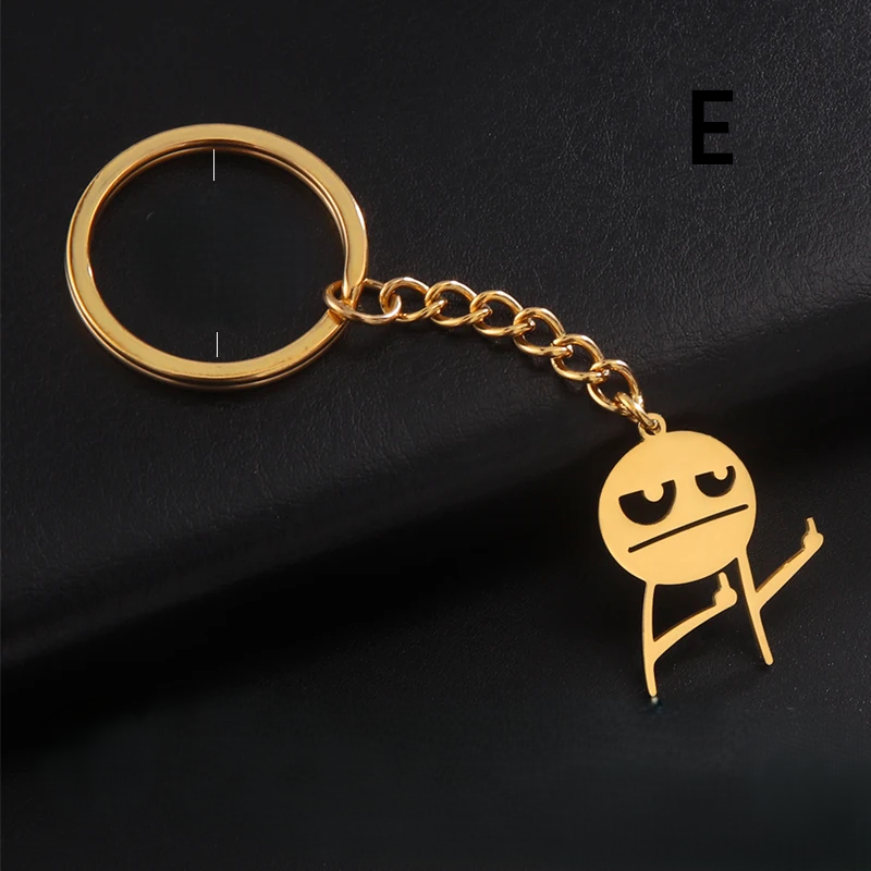 Funny Stickman Gold Keychain