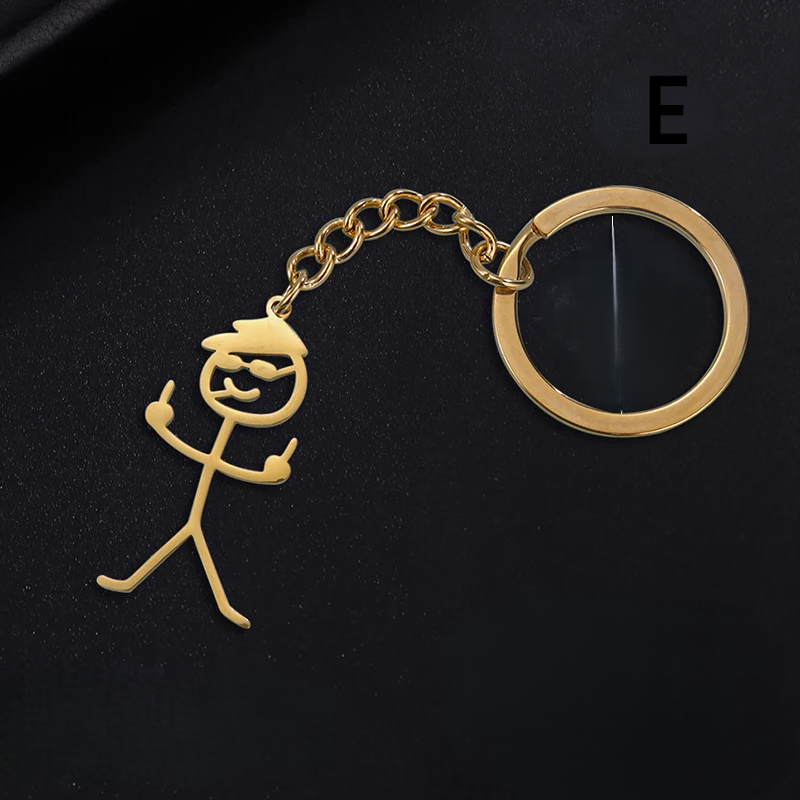 Funny Stickman Gold Keychain