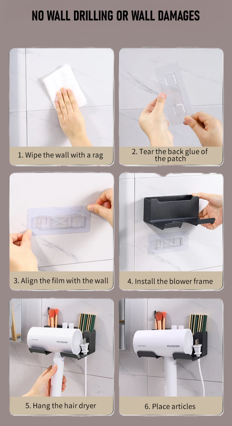 Smart Wall-Mounted Hair Dryer Holder