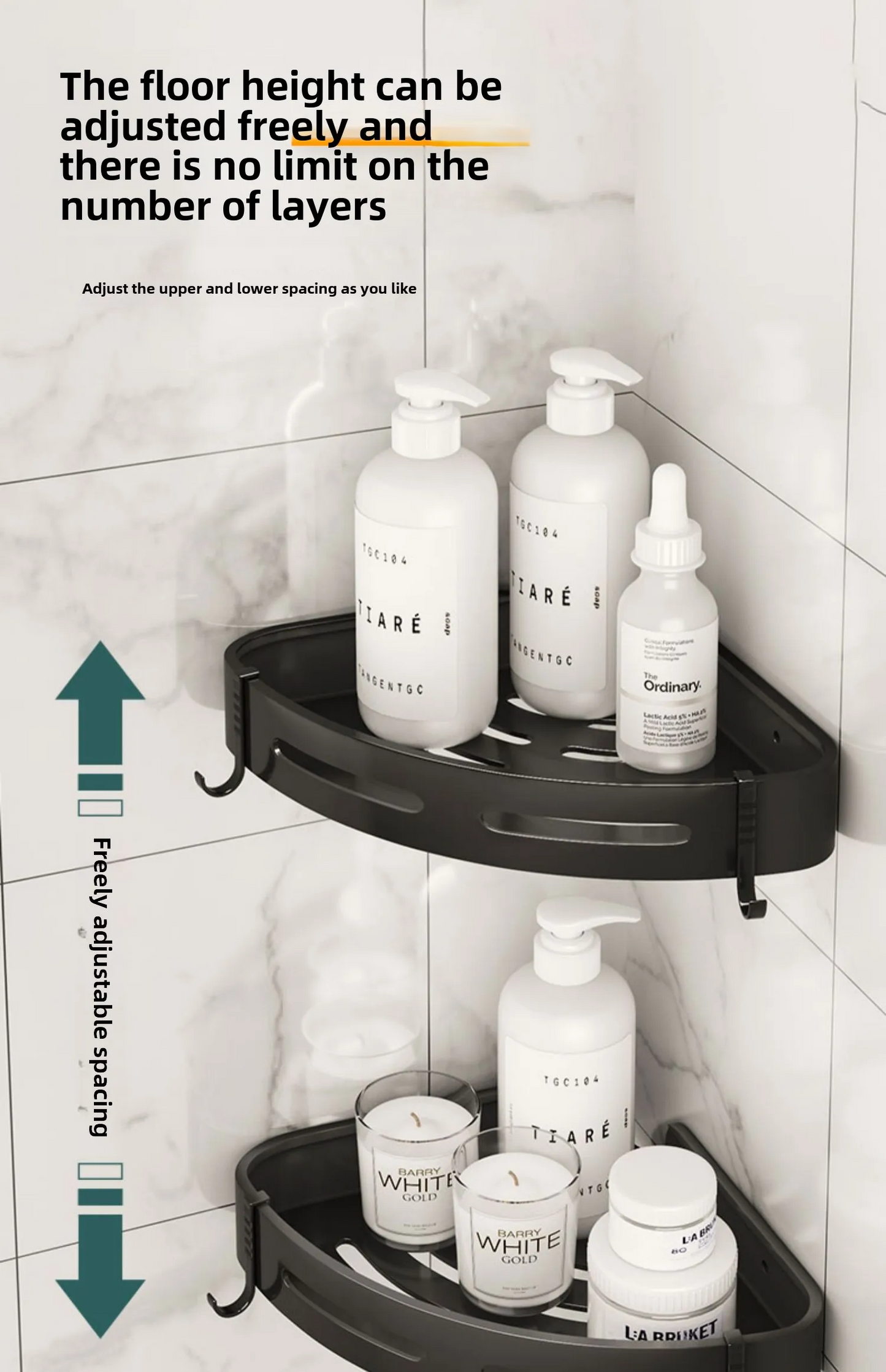 2PCS Luxury Wall-Mounted Shower Shelf