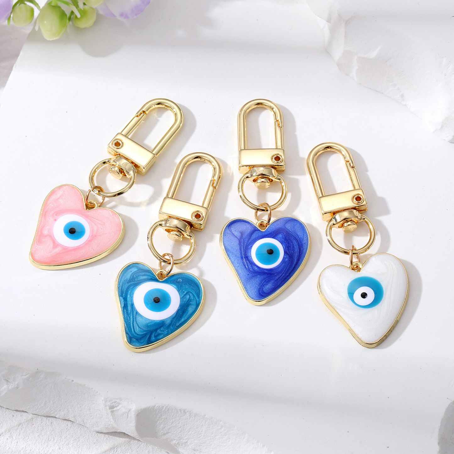 Evil Eye Heart Keychain