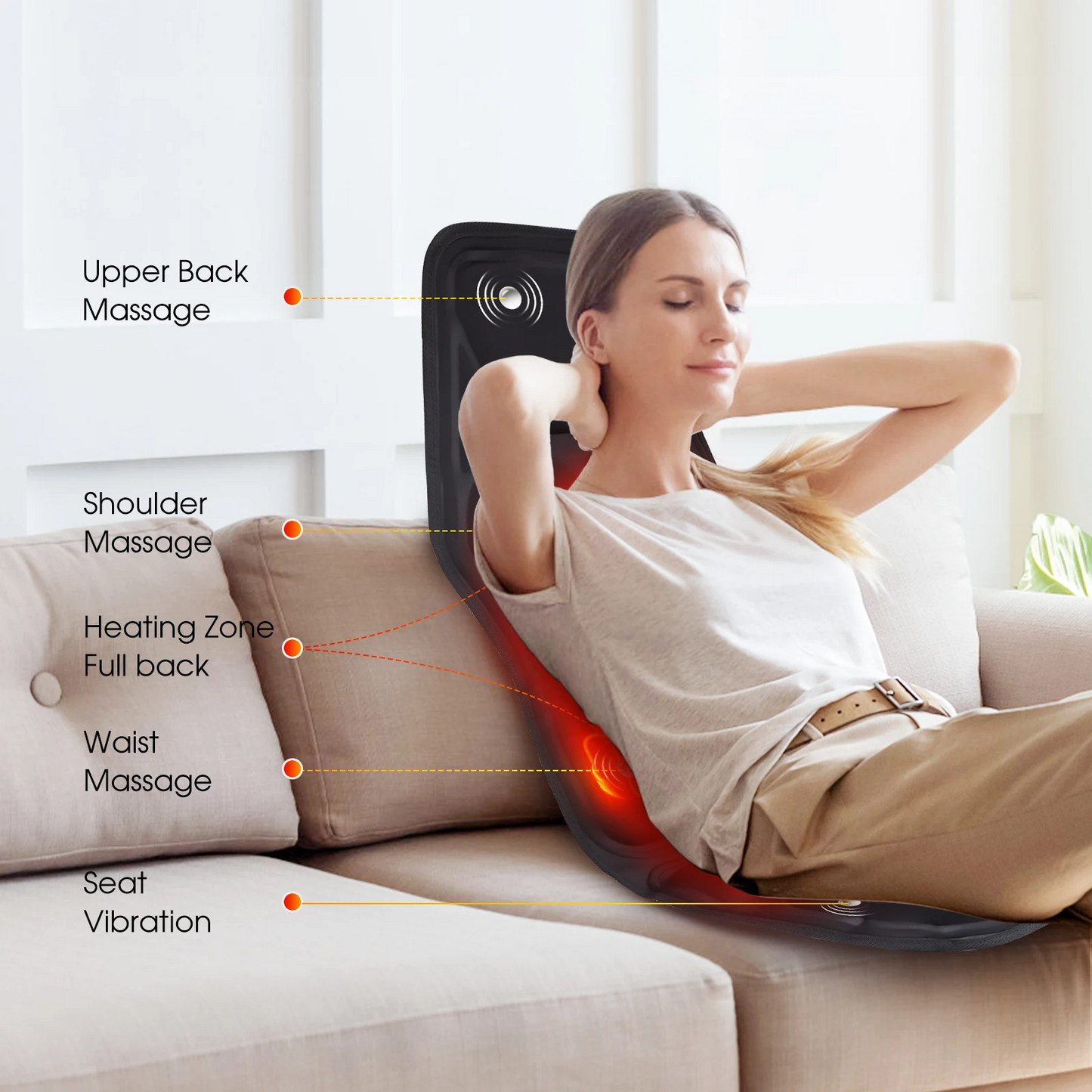 Full-Body Electric Massage Cushion with Heat – Vibrating Mat for Home, Office & Car