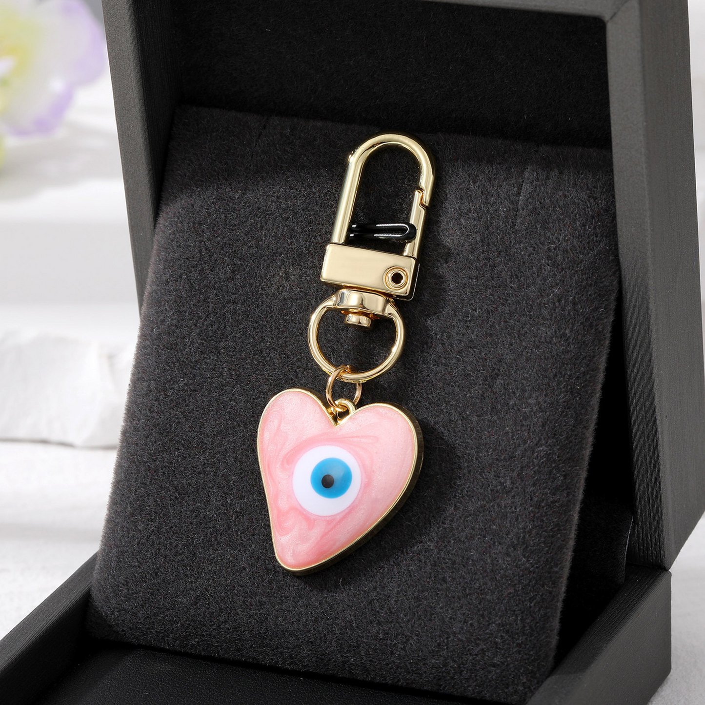 Evil Eye Heart Keychain