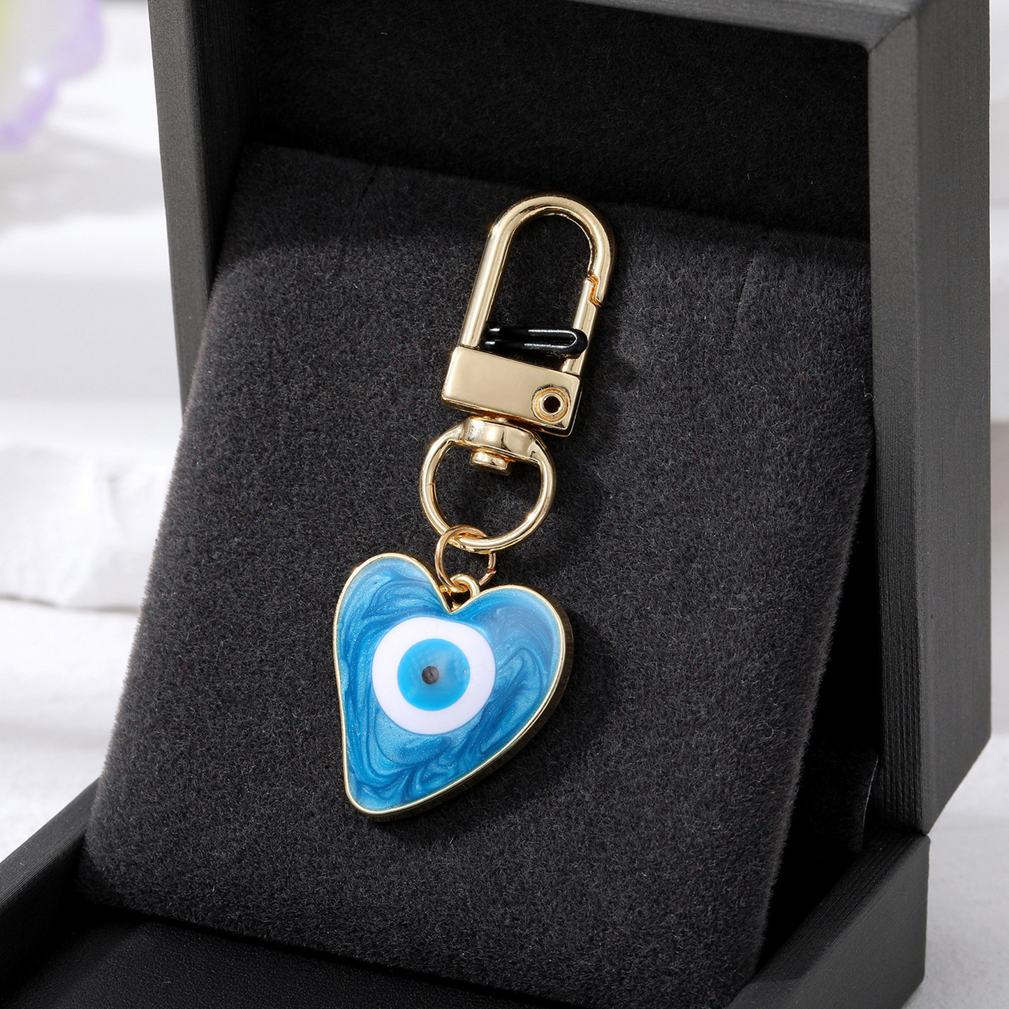 Evil Eye Heart Keychain