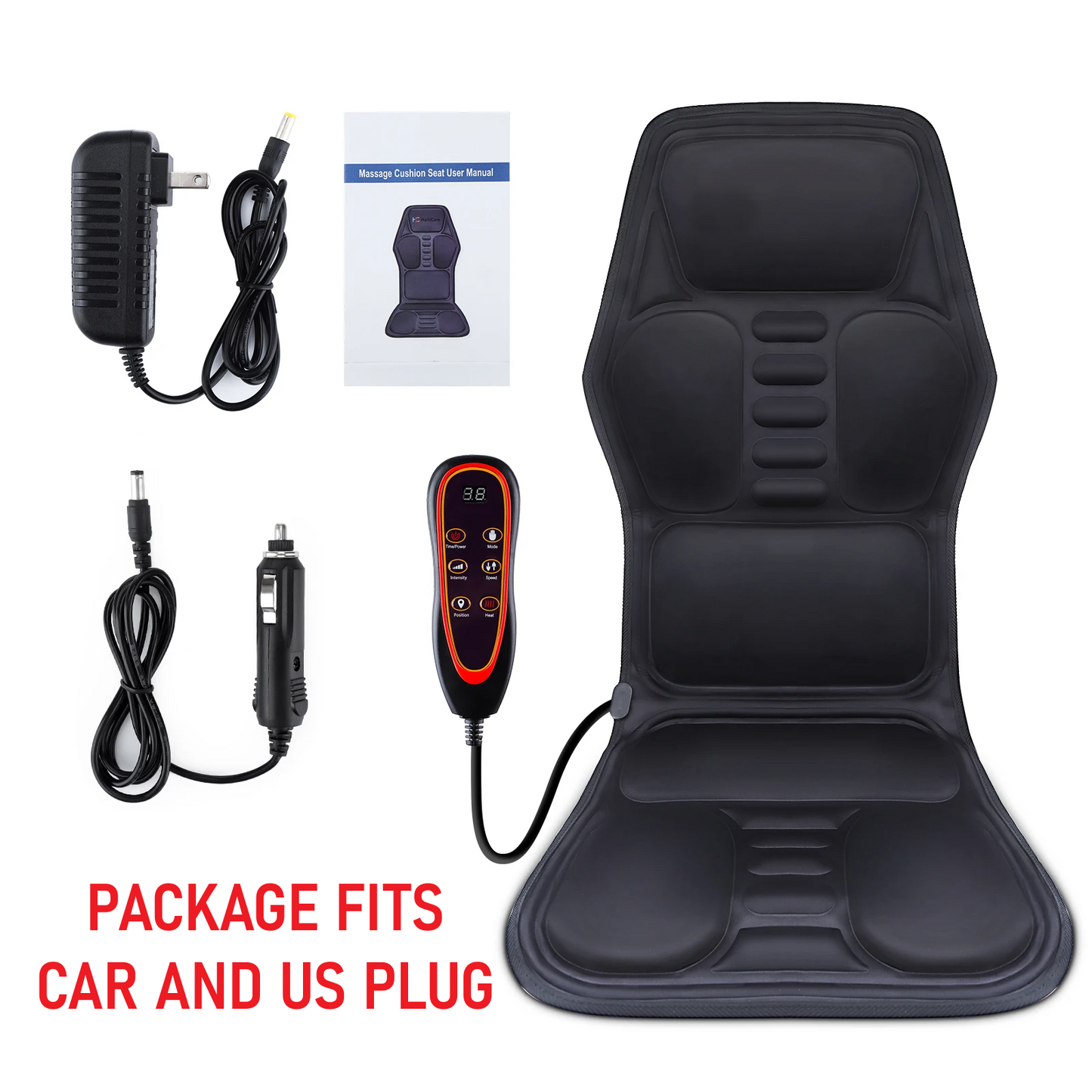 Full-Body Electric Massage Cushion with Heat – Vibrating Mat for Home, Office & Car