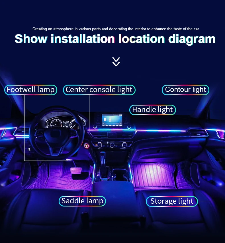 Full Luxury Car Interior Ambient Lights Kit With App