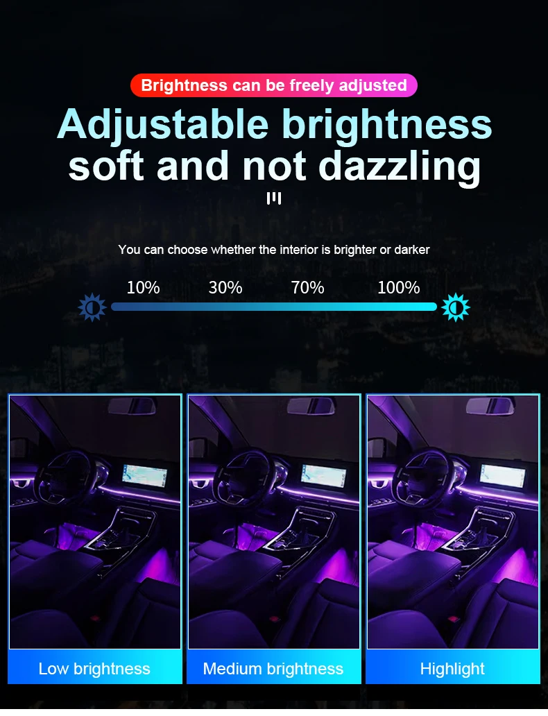 Full Luxury Car Interior Ambient Lights Kit With App