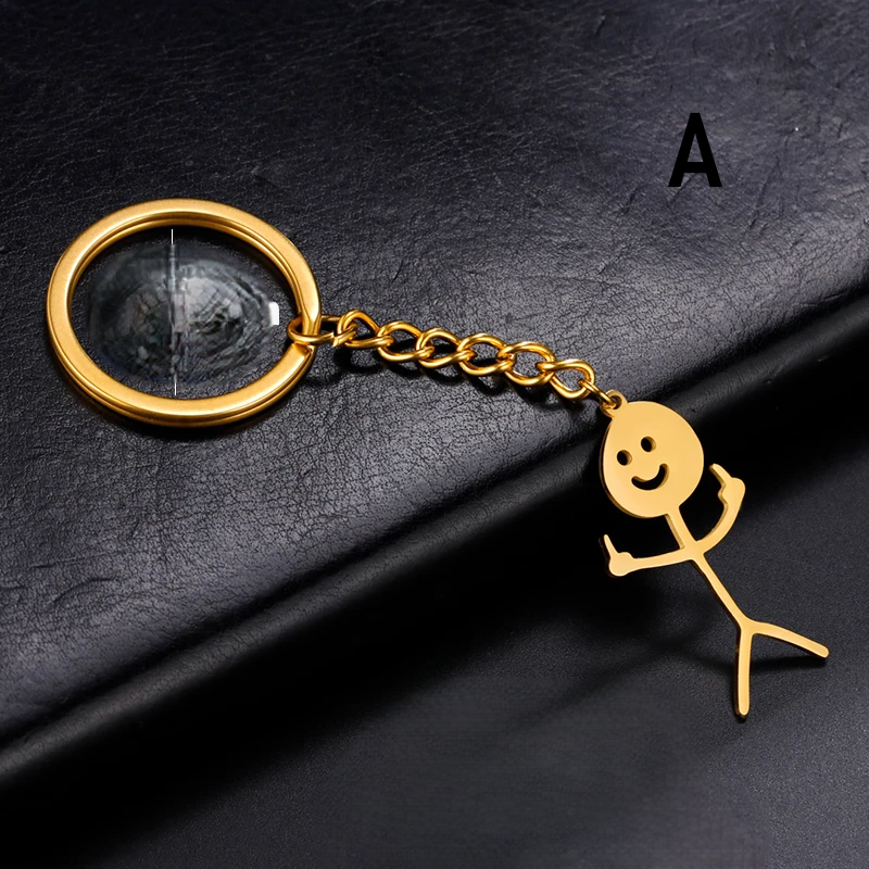 Funny Stickman Gold Keychain
