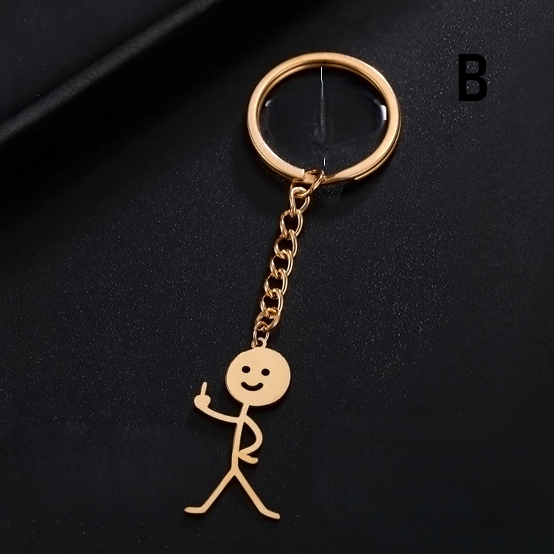 Funny Stickman Gold Keychain