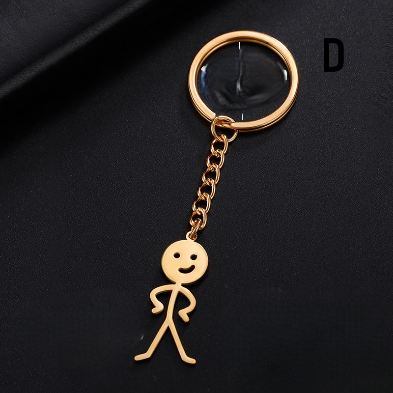 Funny Stickman Gold Keychain