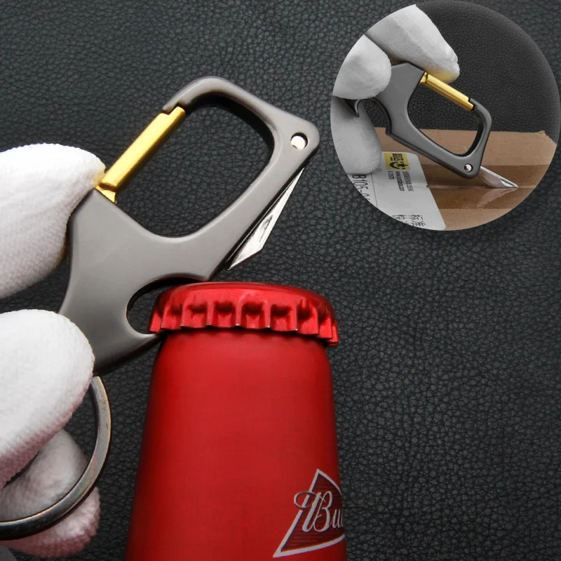 Multifunctional Keychain for Men – Carabiner, Knife & Bottle Opener