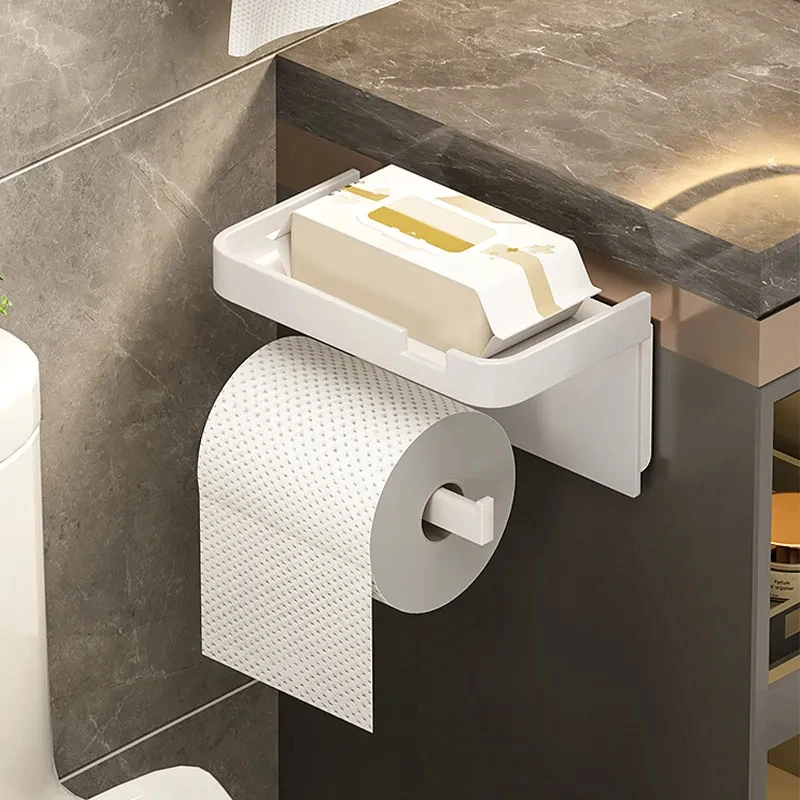 Modern Toilet Paper Holder with Storage for Phones & Small Items