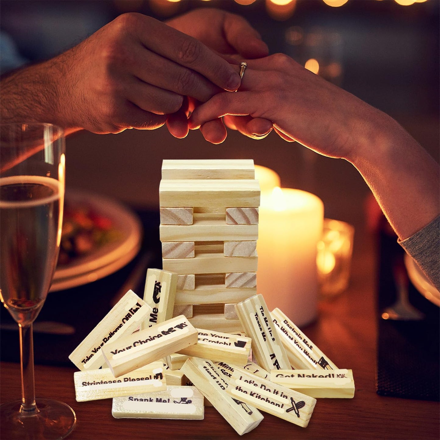 Couples Wooden Block Tower Game