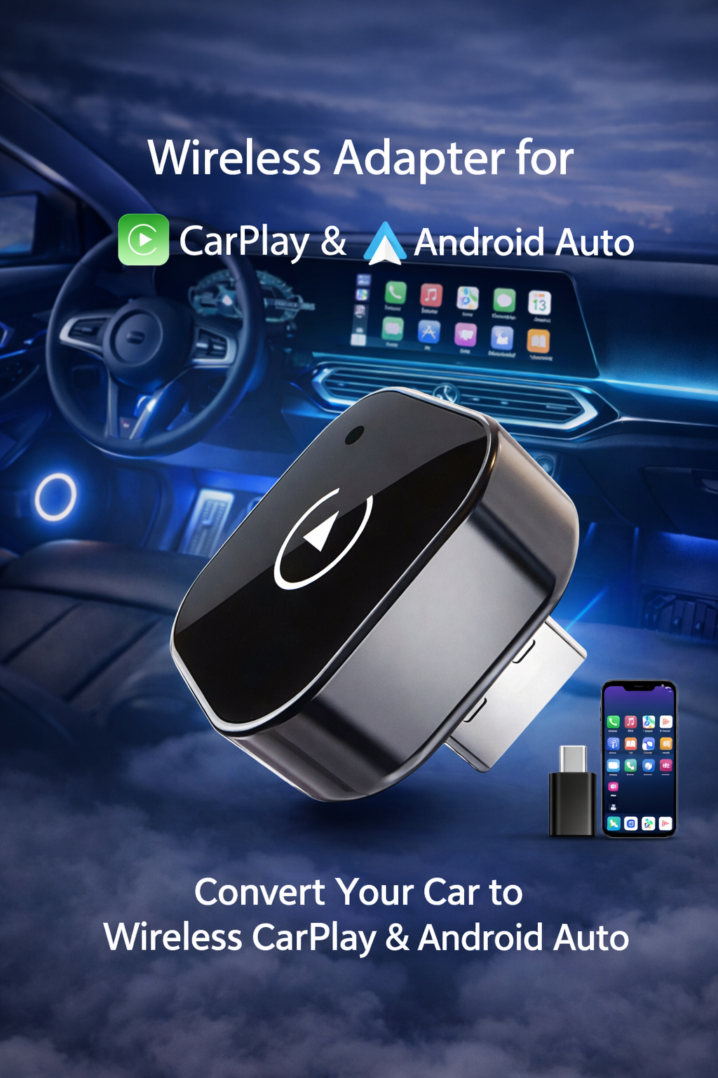 Fast Wireless CarPlay & Android Auto Converter
