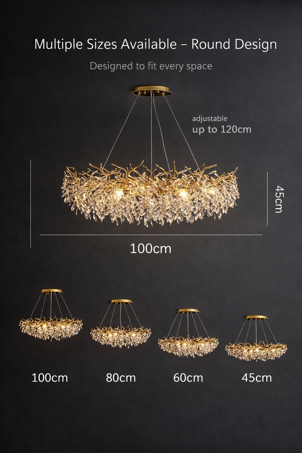 Luxury Gold Crystal LED Chandelier