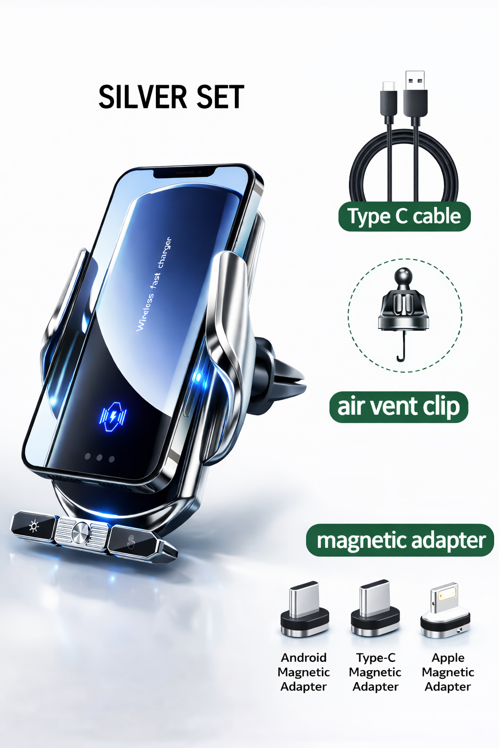 Magnetic Wireless Car Charger For iPhone & Samsung