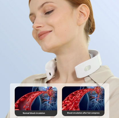 Portable neck massager with heat and vibration