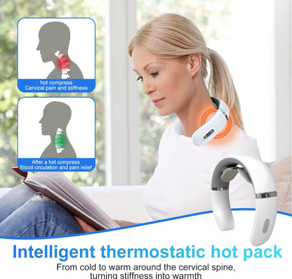 Portable neck massager with heat and vibration