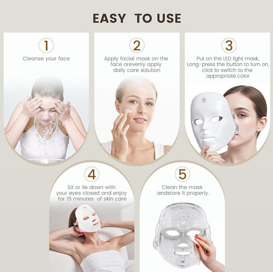 7-Color LED facial mask for skin renewal and glow