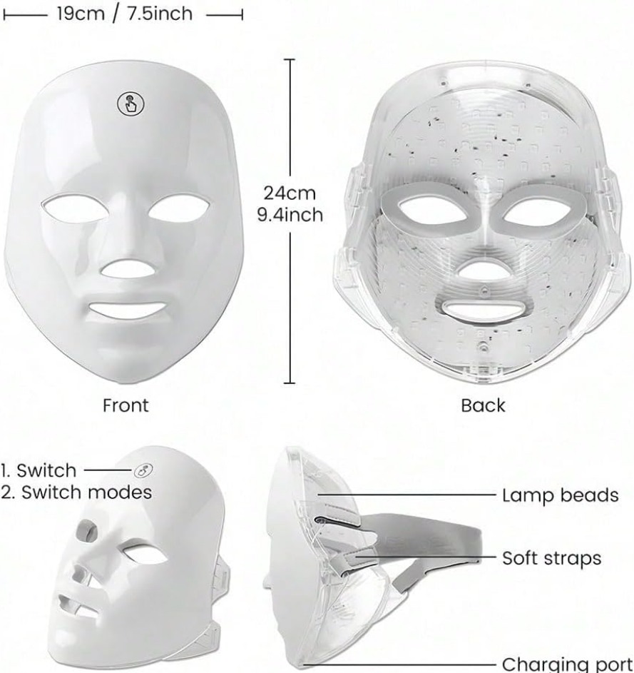 7-Color LED facial mask for skin renewal and glow