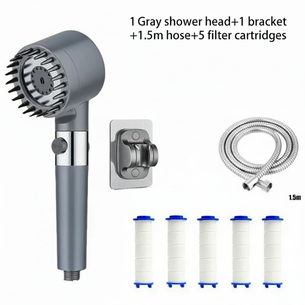 High-Pressure Shower Head with Filter & Massage Function