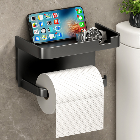 Modern Toilet Paper Holder with Storage for Phones & Small Items