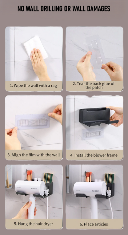 Smart Wall-Mounted Hair Dryer Holder