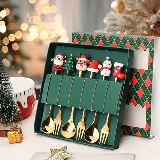 6-Piece Christmas Fork & Spoon Set