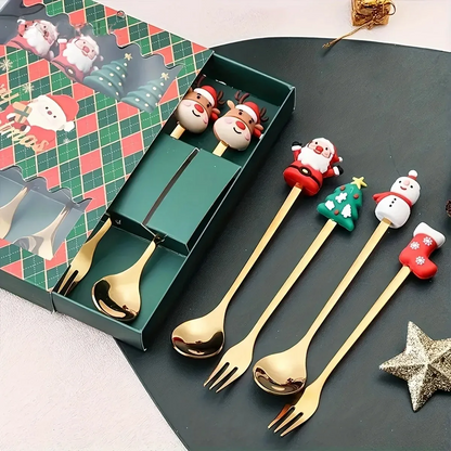 6-Piece Christmas Fork & Spoon Set