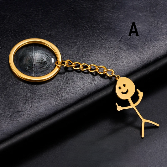 Funny Stickman Gold Keychain