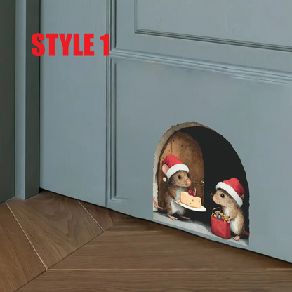 Cute Christmas Mouse Wall Stickers
