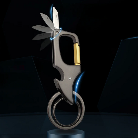 Multifunctional Keychain for Men – Carabiner, Knife & Bottle Opener
