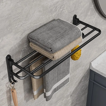 Matte Black Folding Towel Rack