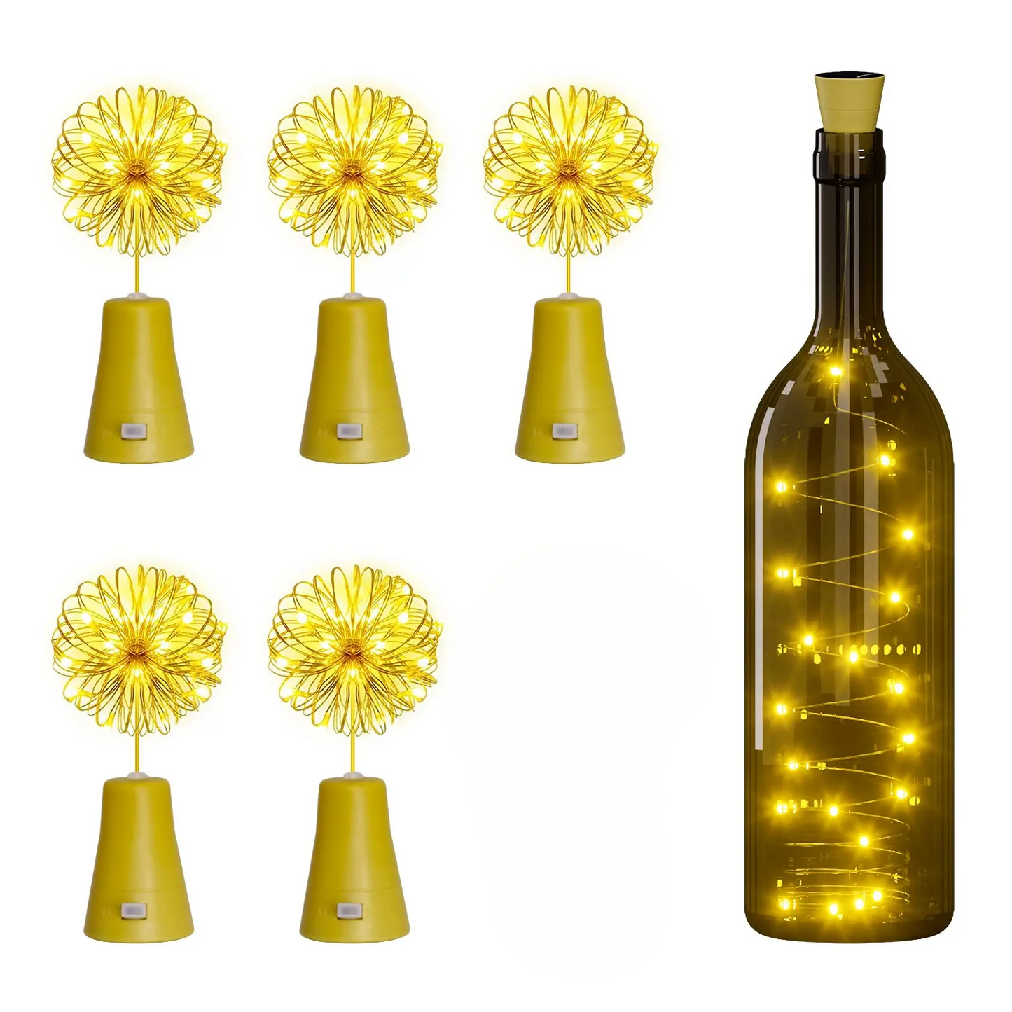 5-Pack Solar Wine Bottle Fairy Lights