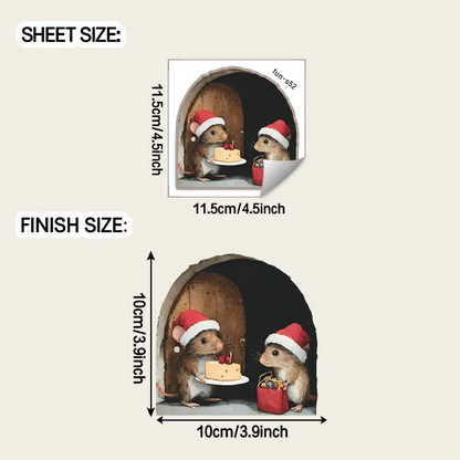 Cute Christmas Mouse Wall Stickers